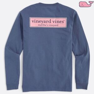 NWT Vineyard Vines Mens Large Moonshine Blue Long Sleeve Pocket Tee Shirt